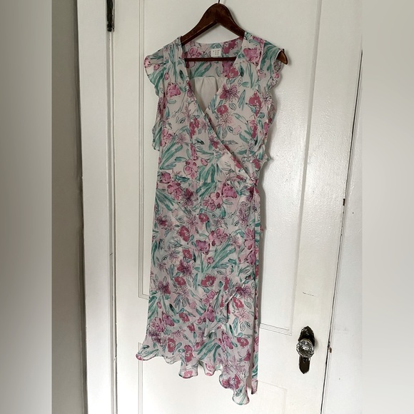 Floral Midi Flutter Sleeve Wrap Style Dress - A New Day - Picture 5 of 7